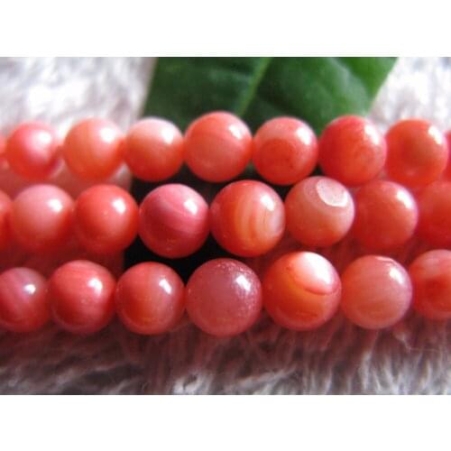 Loose Shell Beads+75Beads/strand+5-6mm DK Coral Pink Mother of Pear Beads+DIY Jewelry Bracelet Necklace Earrings Accessories