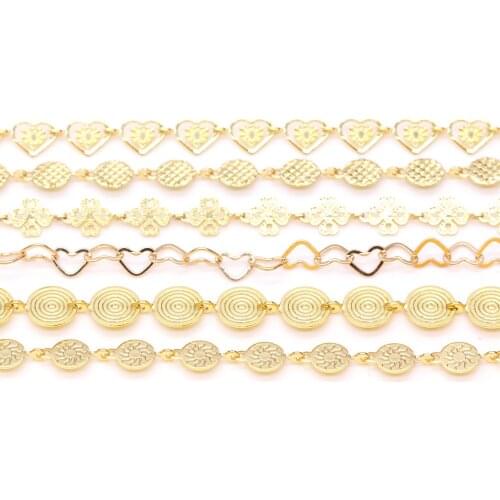 1 Meter New Handmade Gold Wire Wrapped Rosary Chain Heart Shape Chains for Necklaces Bracelets Anklet Making DIY Jewelry Gift