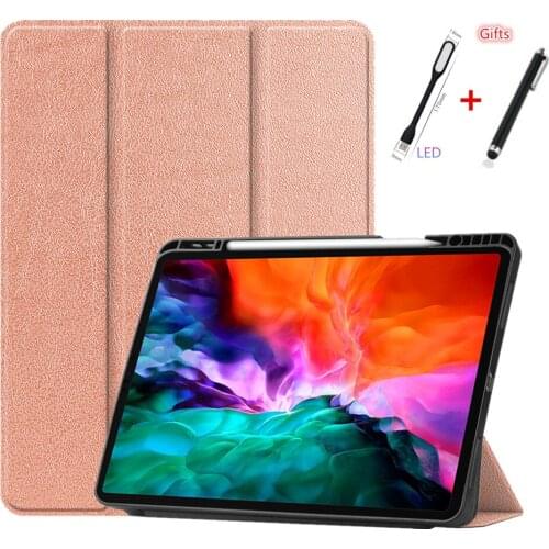 For iPad Pro 12.9 2021 With Pencil Holder Stand Cover For iPad pro 12 .9 inch Tablet Case Auto Sleep / Wake+Led+Gift pen