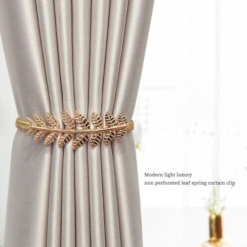 Nordic Style Spring Curtain Strap Curtain Clip Metal Electroplating Elastic Tie Rope Curtain Hooks Home Decor Curtain Tieback