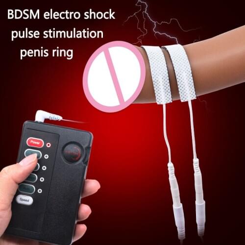 Electro Shock Therapy Pulse Stimulaltion Cock Ring Kit Penis Stimulator BDSM Electro Pads Penis Ring Sex Toys For Men