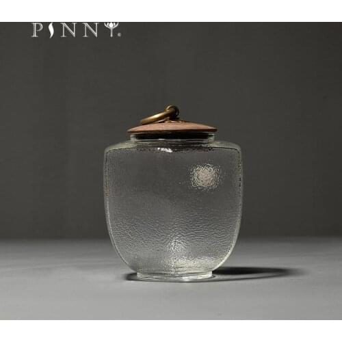 PINNY Japanese Style Sealed Tea Jar Texture Glass Tea Storage Tea Ceremony Accessories Hand Made Storage Containers