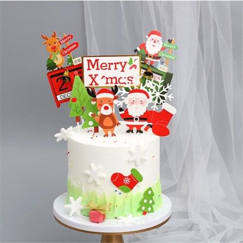 Christmas Cake Topper Christmas Decorations for Home Cake Decoration Tools Christmas Ornaments Santa Elk Baking 2020 Navidad