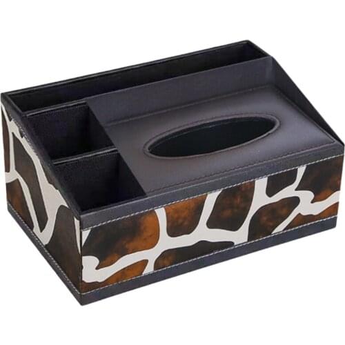 Leather Tissue Box Cover Rectangular Multifunction Remote Control Phone Napkin Holder Modern Facial Tissue Pumping Paper