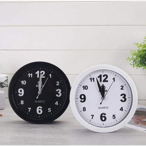 Round Alarm Clock Simple Silent Retro Travel Mini Bedroom Bedside Student Desk Clock Living Room Wall Clock Home Decoration