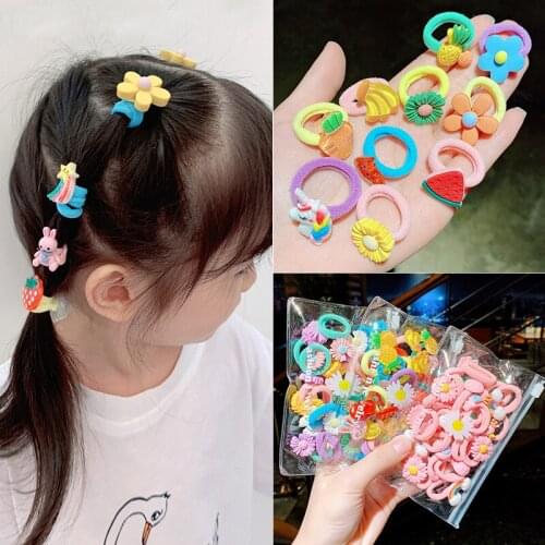 Cute Cartoon Animals Fruit Flower 2 cm Girls Colour Elastic Hair Bands Ponytail Holder Scrunchies Kid Hair Accessories