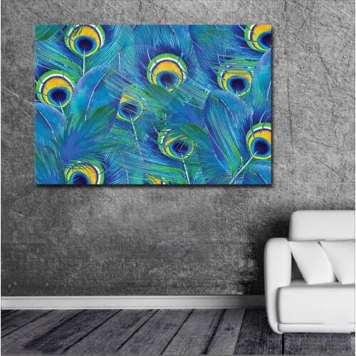 Fashion Printing Oil Painting Abstraction Rectangle peacock feather Wall Art Canvas Print Pictures For Living Room And Bedroom