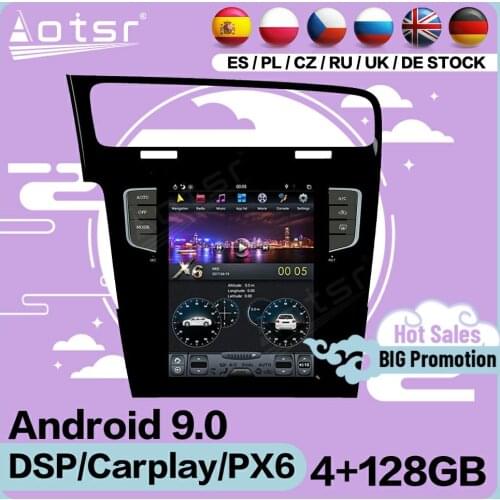 4+128G Tesla Screen Multimedia Stereo Android Player For Volkswagen Golf 7 2010 20112 012 2013 2014 2015 2016-2018 GPS Head Unit