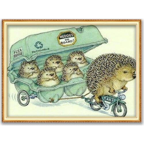 Animal Hedgehog DIY Cross Stitch Embroidery 11CT Kits Craft Needlework Set Printed Canvas Cotton Thread Home Decoration Hot Sell