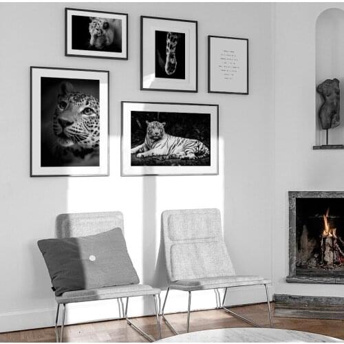 Black White Leopard Raptor Animal Wall Art Print Paper Painting Nordic Posters And Prints Wall Pictures For Living Room Decor