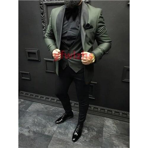 New Arrival One Button Groomsmen Shawl Lapel Groom Tuxedos Men Suits Wedding/Prom Best Blazer ( Jacket+Pants+Vest+Tie) C278
