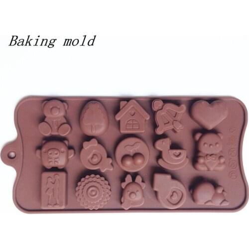 Wholesale Silicone mold B026 Kinds of cartoon bear house piggy heart shape Clay mold Fondant cake mould Free shipping