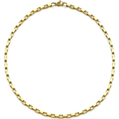 ZMZY Punk Style Collar Fashion Necklace European Simple Square Stainless Steel Chain Womens Choker Necklace Gift Accessory