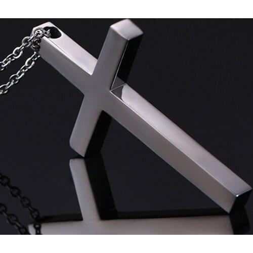 Classic Stainless Steel Punk Women Mens Cross Pendant Necklace Male Female Box Chain Necklace Ladies New Fashion Jewelry Gift