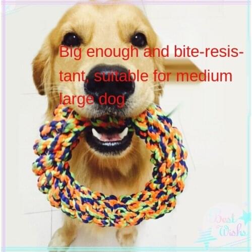 Pet environmental protection cotton rope toy big dog golden molars teeth cleaning anti bite toy cotton rope big dog ring toy