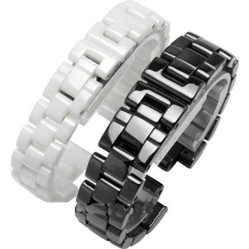 Seiko Fossil Etc Brand ceramics wristband high quality womens mens watch strap Fashion bracelet black white 16mm 19mm