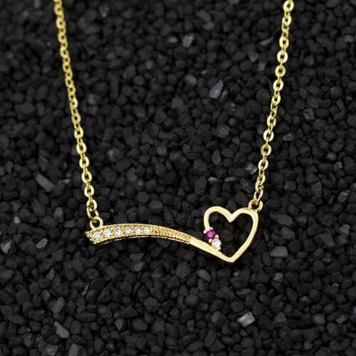Romantic Heart Necklace Statement Jewelry Crystal Long Bar Necklaces Pendants Stainless Steel Bijoux Femme Women Gifts