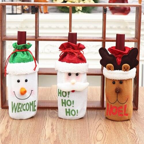Christmas Wine Bottle Dust Cover Santa Claus Gift Bags Xmas Deer Christmas Decorations For Home Dinner Party Table Decor