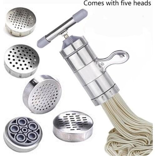 Manual Stainless Steel Noodle Maker Press Pasta Machine Crank Cutter Fruit Juicer Cookware Making Spaghetti Kitchen Tools+5Mould