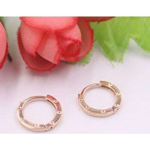 Real 18K Rose Gold Earrings For Women Smooth Furface Unique Hoop Earrings 12.5mmDia Gift New Best Gift