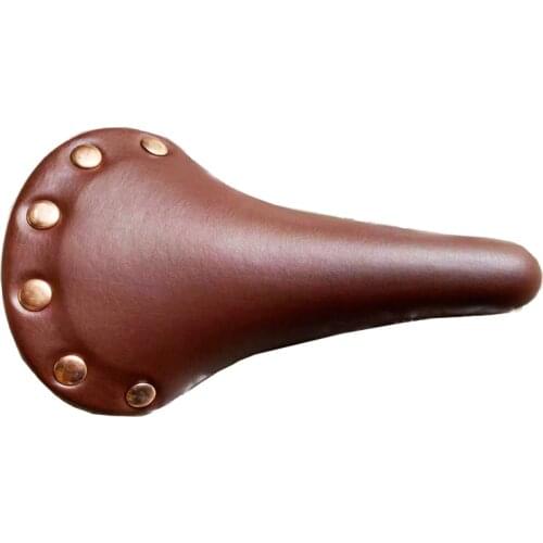 Taiwan D-DK Retro MTB Bike Saddle Fix Gear Bicycle Seat Vintage Leather Bicycle Saddle Custion Brown Cycling Saddle