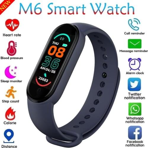 M6 Smart Band Bracelet Heart Rate Blood Pressure Monitor Fitness Tracker Color Screen IP67 Waterproof Band 6 2021 Newest Watches