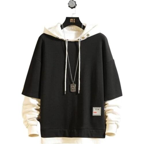 Spring Autumn Fashion Hoodies Sweatshirts MenS Casual Clothes OverSize Hip Hop Patchwork Streetwear Long sleeve