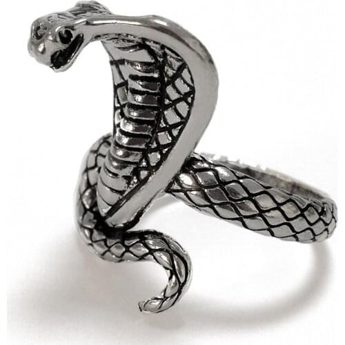 Vintage Stainless Steel Snake Rings Personality Domineering Motorcycle Party Punk Animal Rings Male Rings Cobra Jewelry