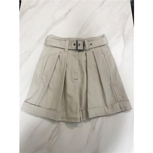 Women Shorts 2021 Spring and Summer Italian Cotton High Waist A-line Straight Pants Shorts