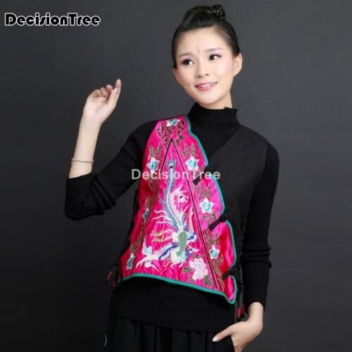 2021 embroidery qipao casual ethnic mandarin collar long vest coat cotton chinese style embroidery waistcoat sleeveless outwear