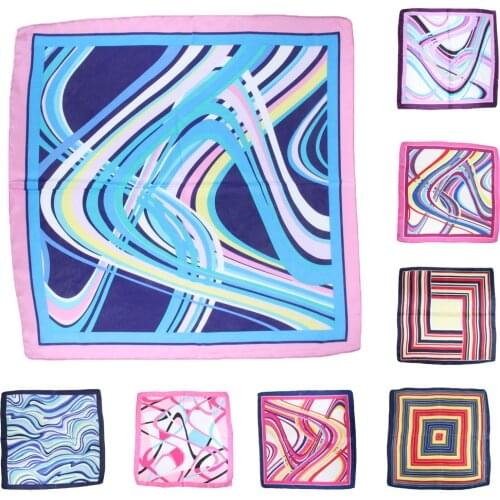 60cm Ladies Silk Satin Square Scarf Neckerchief Tie Neck Head Wrap Stewardess Scarf for Women Uniform Neckerchief