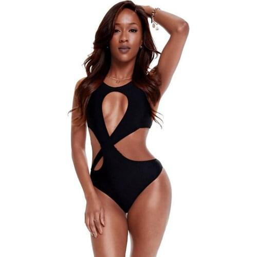 New Lingerie Style Black Female One Piece Swimsuit Trikinis Hollow Out Swimwear Bathing Suits Bandage Women Swimming Wears VS043