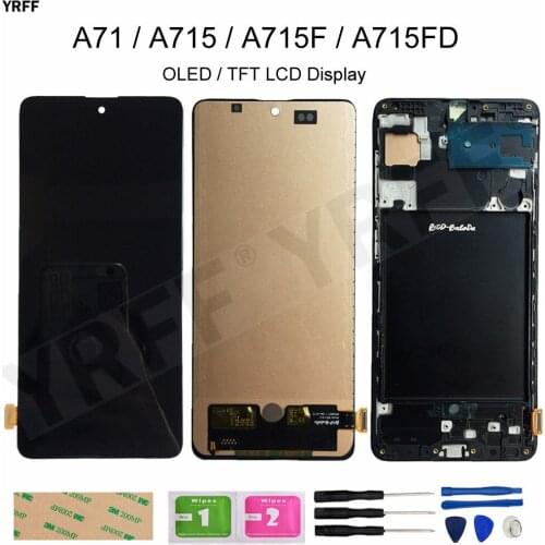 For Samsung Galaxy A71 A715 LCD Display with Frame Touch Screen Digitizer Assembly For Samsung A71 Display A715 A715F A715FD