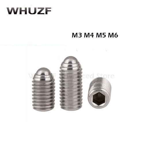 20pcs M3/M4/M5/M6 Hex Socket Spring Ball Set Screw Wave Beads Positioning Marbles Boyjazz Tight Spring Ball Plunger SUS304