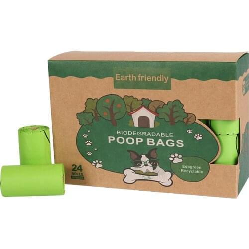 24 Rolls Degradable Pet Dog Waste Poop Bag for Pets Cat Waste Pick Up Clean Poop Bag Pet Cleaning Supplies