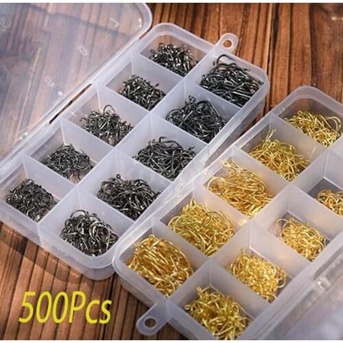 500 Pcs Fishing Hooks Set Carbon Steel Single Circle Fishhook Fly Fishing Jip Barbed Carp Hooks Sea Tackle Accessories