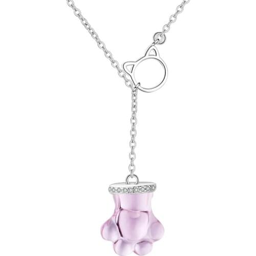 925 Silver Hollow Pet Paw Footprint Necklaces Cute Animal Cat Love Heart Pendant Necklace Bracelet Ring For Women Girls Jewelry