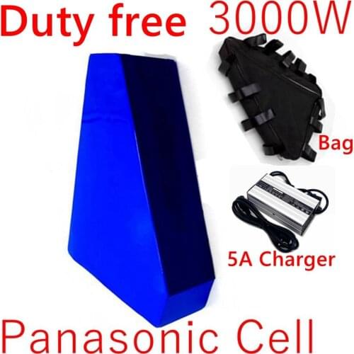 Ebike Battery 72V 20Ah 20.4ah with Panasonic Cell Triangle lithium Tax free battery for 72v 3000w ebike kits+ BMS+bag +charge