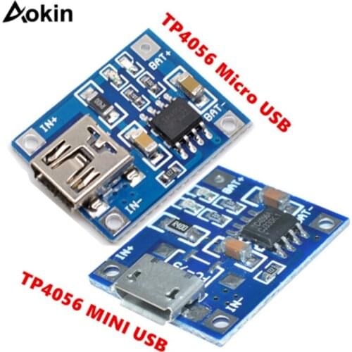 Aokin TP4056 5V TENSTAR ROBOT 1A Micro USB Mini USB 18650 Lithium Battery Charging Board Charger Module+Protection Dual Function