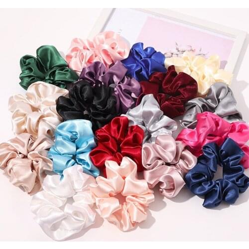 Satin Silk Scrunchies Solid Color headwear Elastic Hair Bands 2021 New Women Girls Hair Accessories Ponytail Holder Hair Ties
