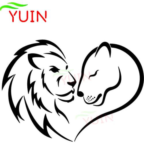 Lion Love Pattern Car Sticker Fashion Trunk Decoration Personality PVC Waterproof Sunscreen Decal Black/White/Red/Laser/Silver