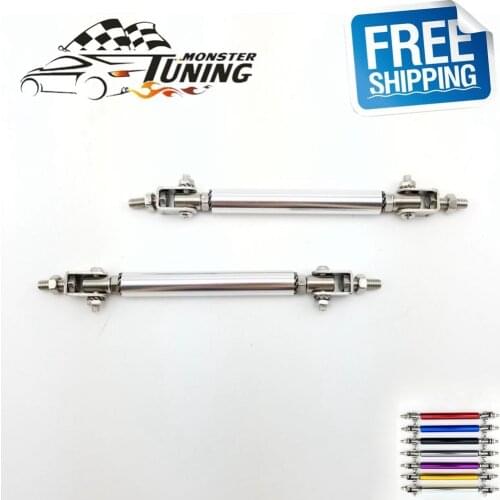 Free Shipping 1pair Universal Adjustable 75MM Front Bumper Lip Splitter Rod Strut Tie Bar Support
