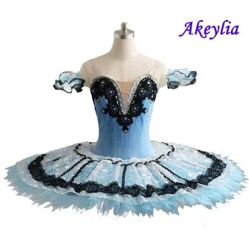 Pale blue ballet tutu professional YAGP dress Blue black pancake Tutu female Competitons or Performance Stage Costumes for Women