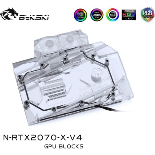 Bykski Water Block for NVIDIA RTX2070 Founders Edition/Reference Edition/EVGA 2060/GTX1660Ti Full Cover GPU Block /RGB Light
