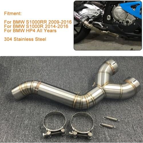 For BMW S1000RR 2009-2016 S1000R 2014-2016 HP4 Motorcycle Exhaust Middle Pipe Muffler Modified 304 Stainless Steel S1000 RR
