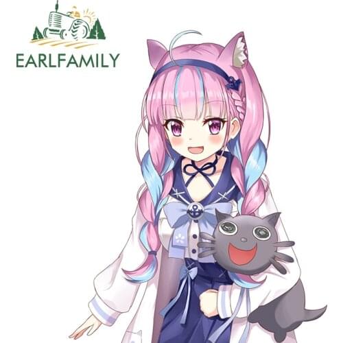 EARLFAMILY 13cm x 10.7cm for Hololive Minato Aqua Neko Car Stickers Waterproof Personality Decals Caravan Decor Car Label