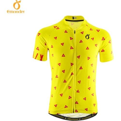 EMONDER Women/Men Cycling Jersey Short Sleeve Ropa Ciclismo Maillot Cheap Summer cycling clothing t-shirts yellow bright