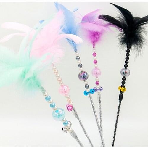 Pet Cat Toys Funny Kitten Interactive Feather Stick Cat Fishing Rod Game Wand Stick Toy With Bell Pet Supplies Cat Accessory #L3