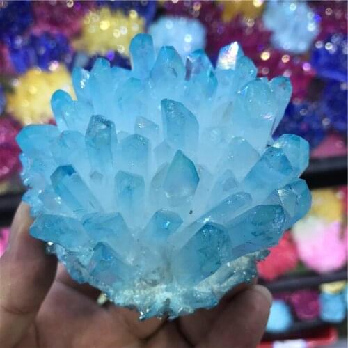 350-400g rare beautiful sky-blue flame ring quartz crystal cluster specimen wedding decoration aquarium