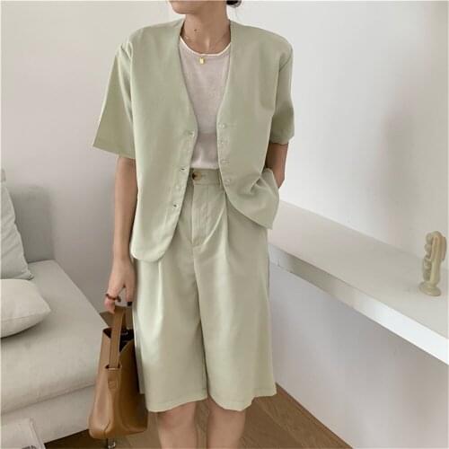 Alien Kitty Summer Two Piece Sets Loose Suits Knee Length Shorts 2021 Streetwear Plus Size Casual OL Elegant Office Lady Blazers